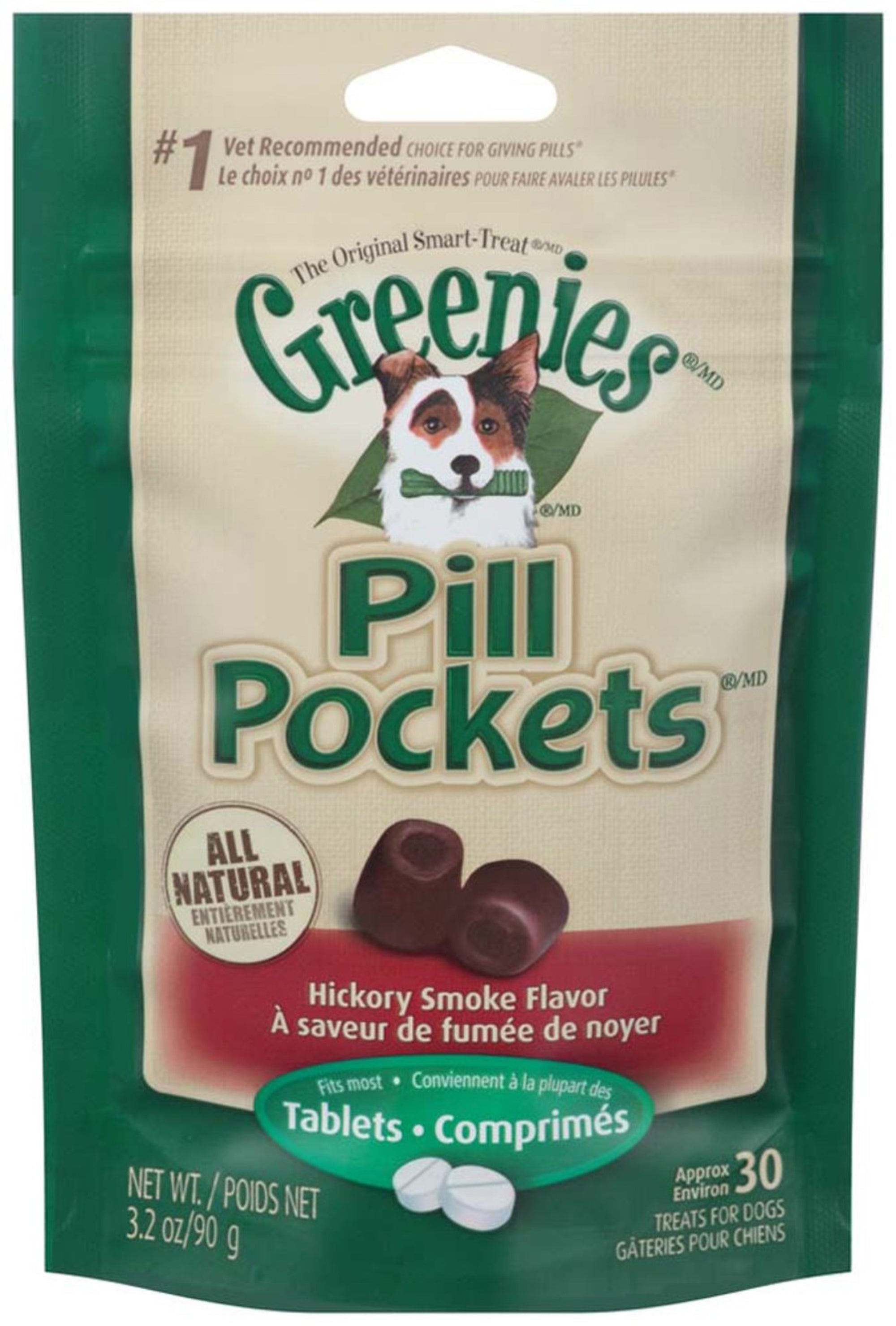 Greenies Pill Pockets for Tablets Hickory Smoke, 1ea/30 ct, 3.2 oz