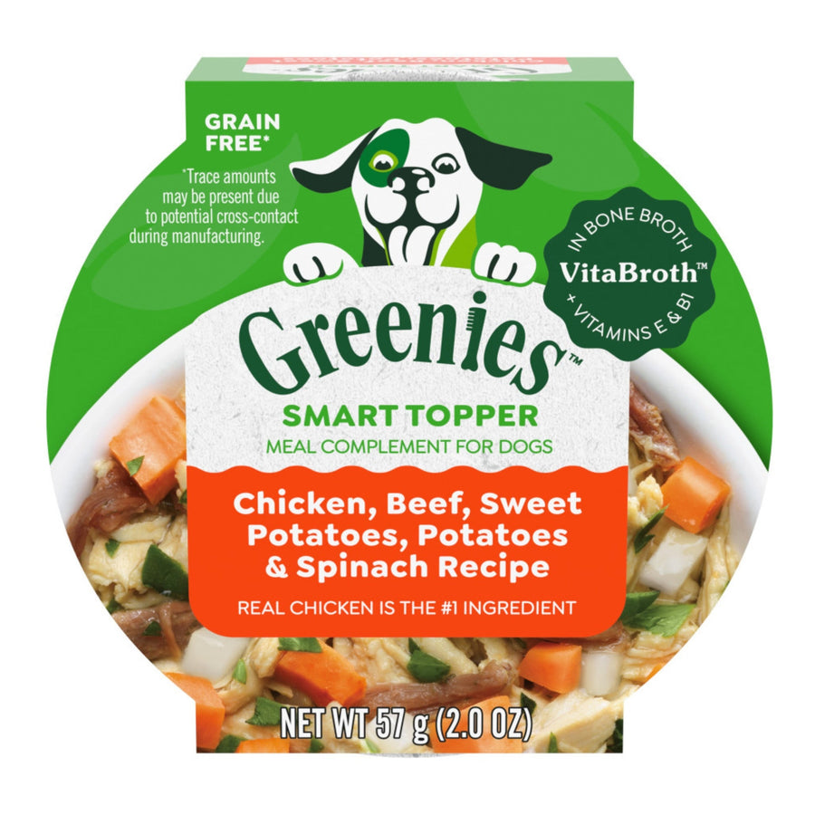 Greenies Smart Topper GrainFree Meal Compliment for Dogs Chicken, Beef, Sweet Potato Spinach, 10ea/2 oz