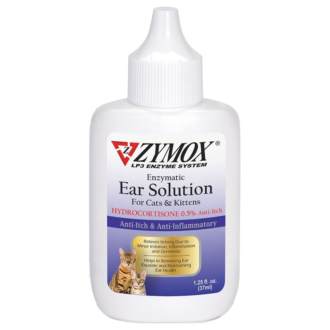 Zymox Enzymatic Ear Solution 0.5 Hydrocortisone for Cats Kittens 1ea/1.25 oz