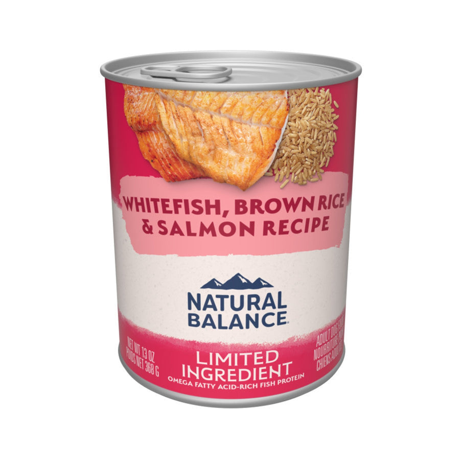 Natural Balance Pet Foods Limited Ingredient Canned Dog Food Whitefish, Brown Rice & Salmon 13oz