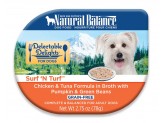 Natural Balance Pet Foods Original Ultra Delectable Delights Wet Dog Food Tub Surf 'N Turf in Broth 2.75oz