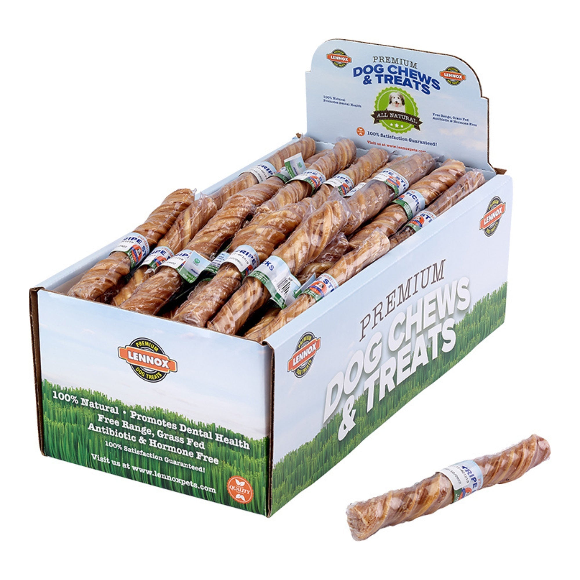 Lennox Beef Tripe Twisted Stick 6" Shrinkwrap Display Box (Case of 70)