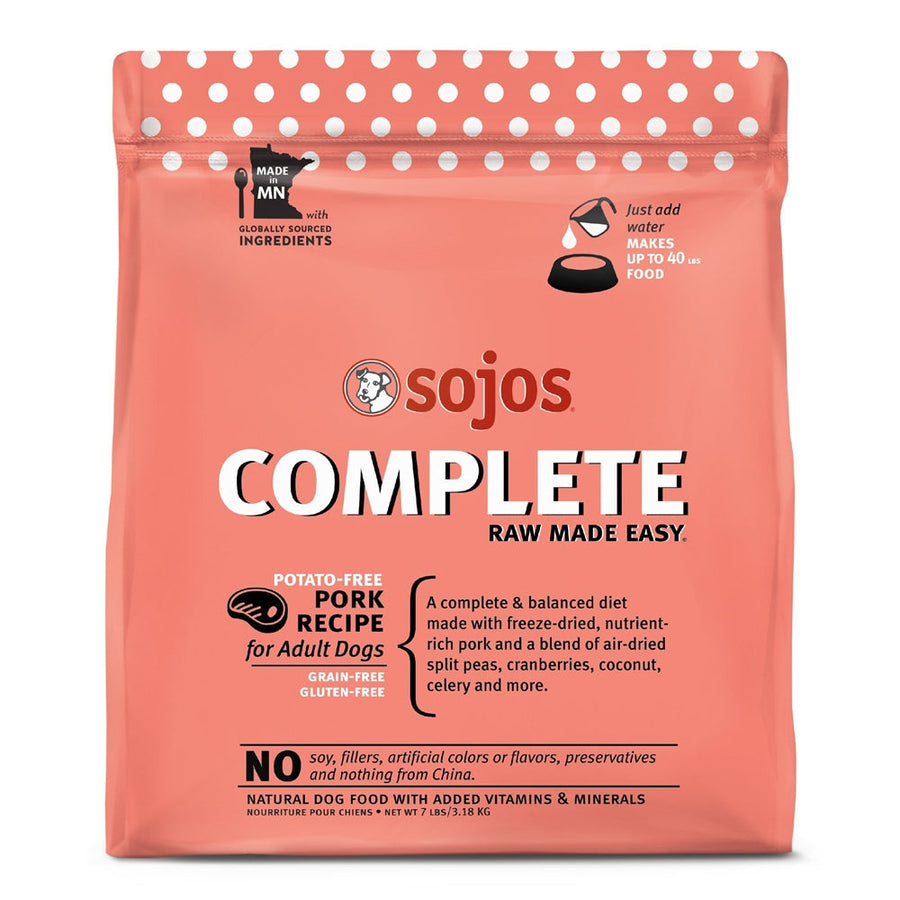 Sojos Complete Grain-Free Adult Pork Recipe Freeze-Dried Raw Dog Food, 7 Lbs