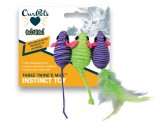 OurPets Three Twined Mice Catnip Toy Green, Purple 1ea/3 pk