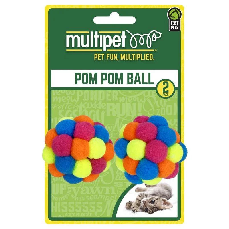 Multipet Pom Pom Ball Cat Toy 2pk