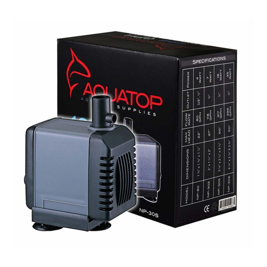 Aquatop NP305 Aquarium Submersible Water Pump Black, Grey, 1ea