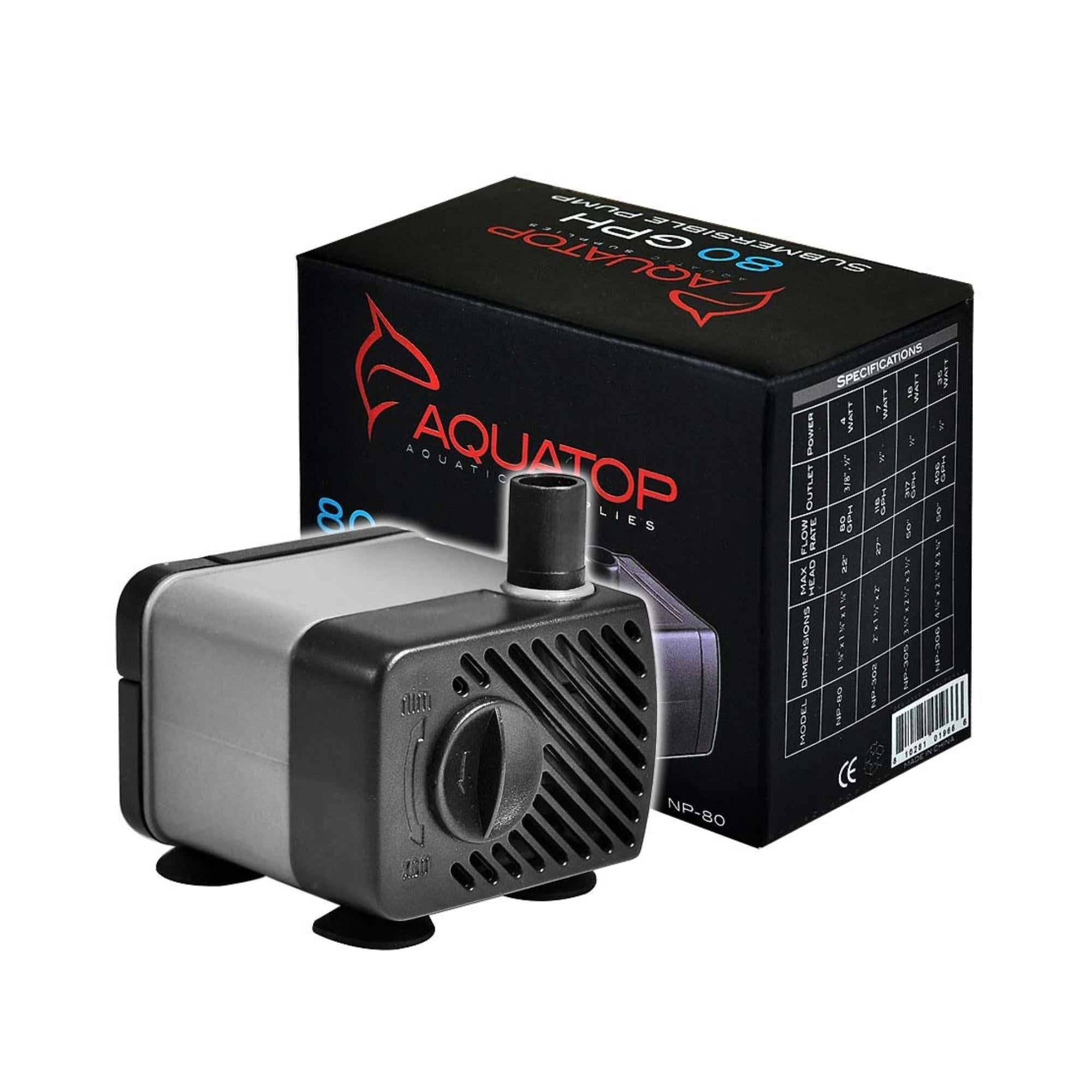 Aquatop NP80 Aquarium Submersible Water Pump Black, Grey, 1ea