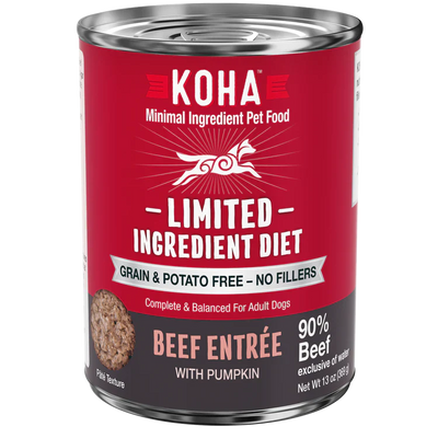 Koha Dog Limited Ingredient Grain Free 90% Beef 13oz. (Case of 12)