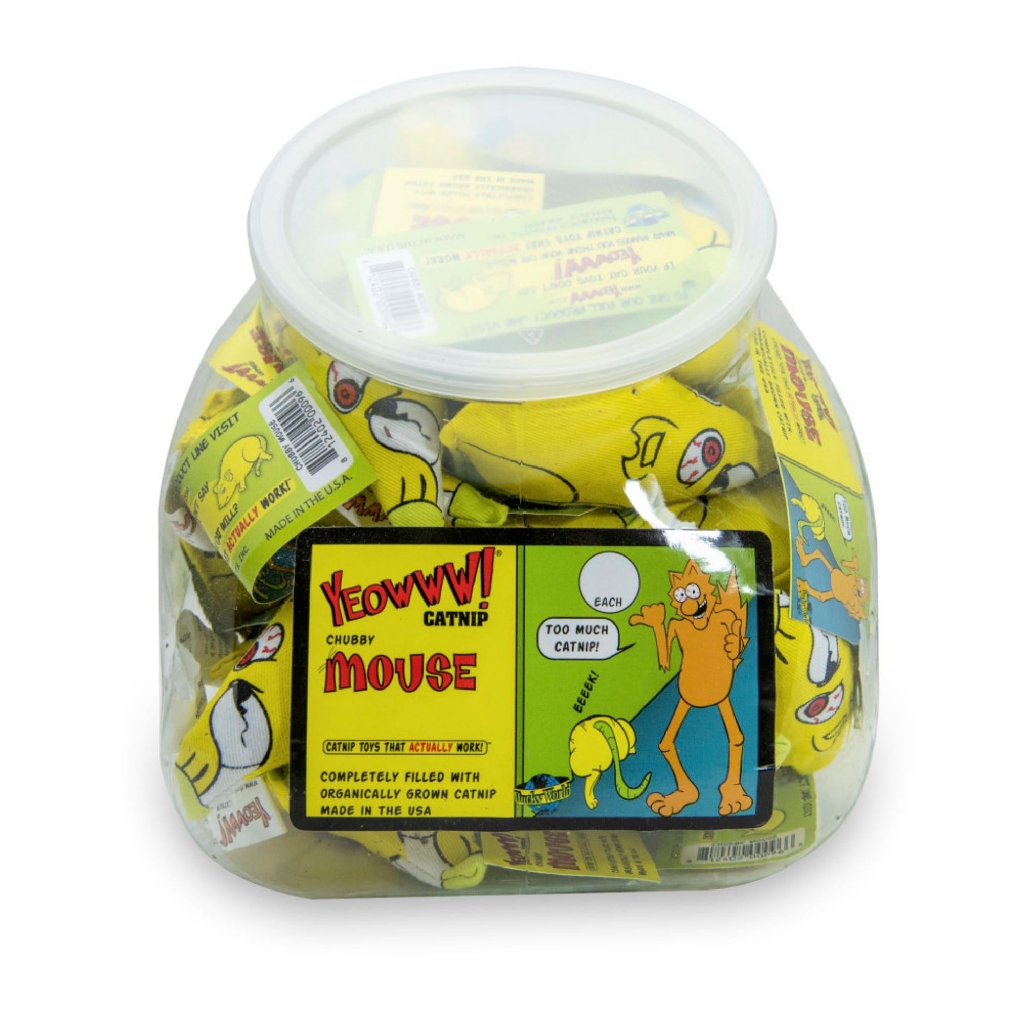 Yeowww Chubby Mouse Catnip Cat Toy Counter Display Jug 30 ct
