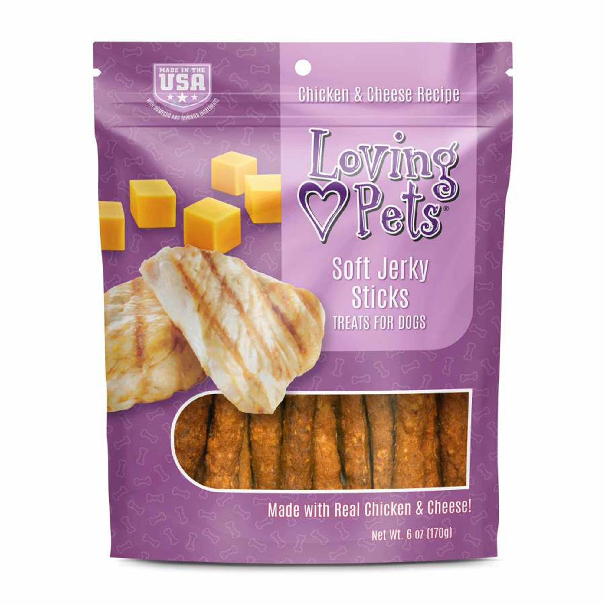 Loving Pets Soft Jerky Sticks Dog Treat Chicken Cheese, 1ea/6 oz