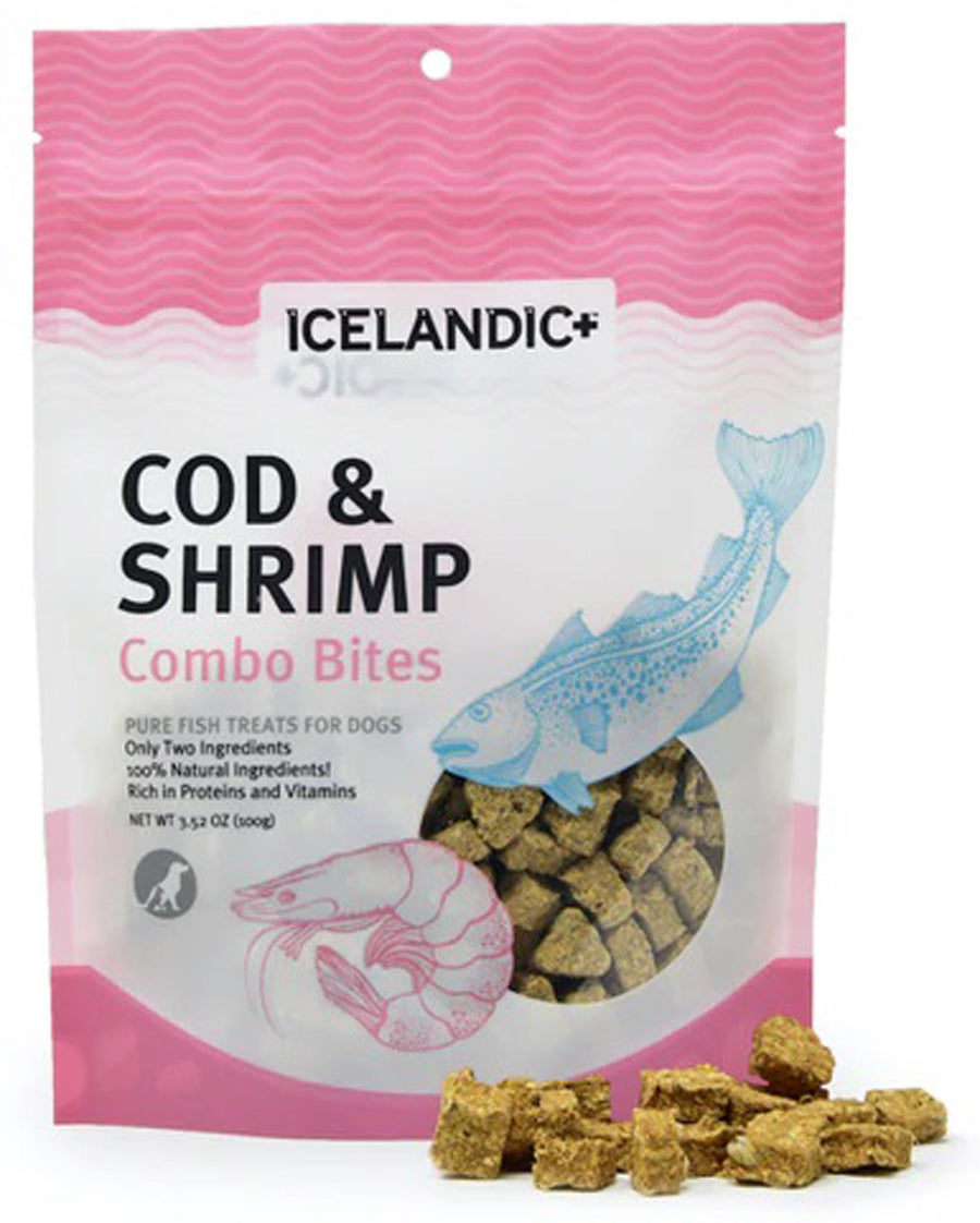 Icelandic Cod And Shrimp Combo Bites Fish Dog Treat 3.52-oz. Bag