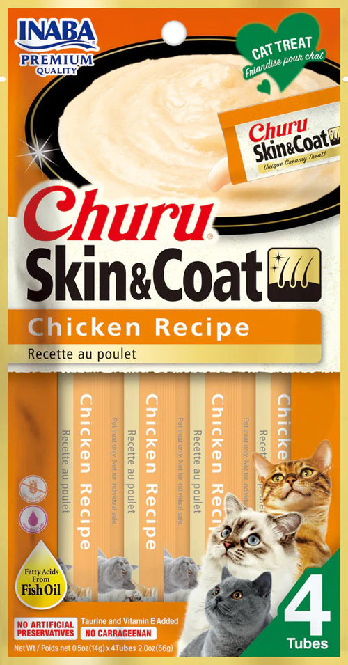 Inaba Cat Churu Purees Skin & Coat Chicken 2Oz/6Ct