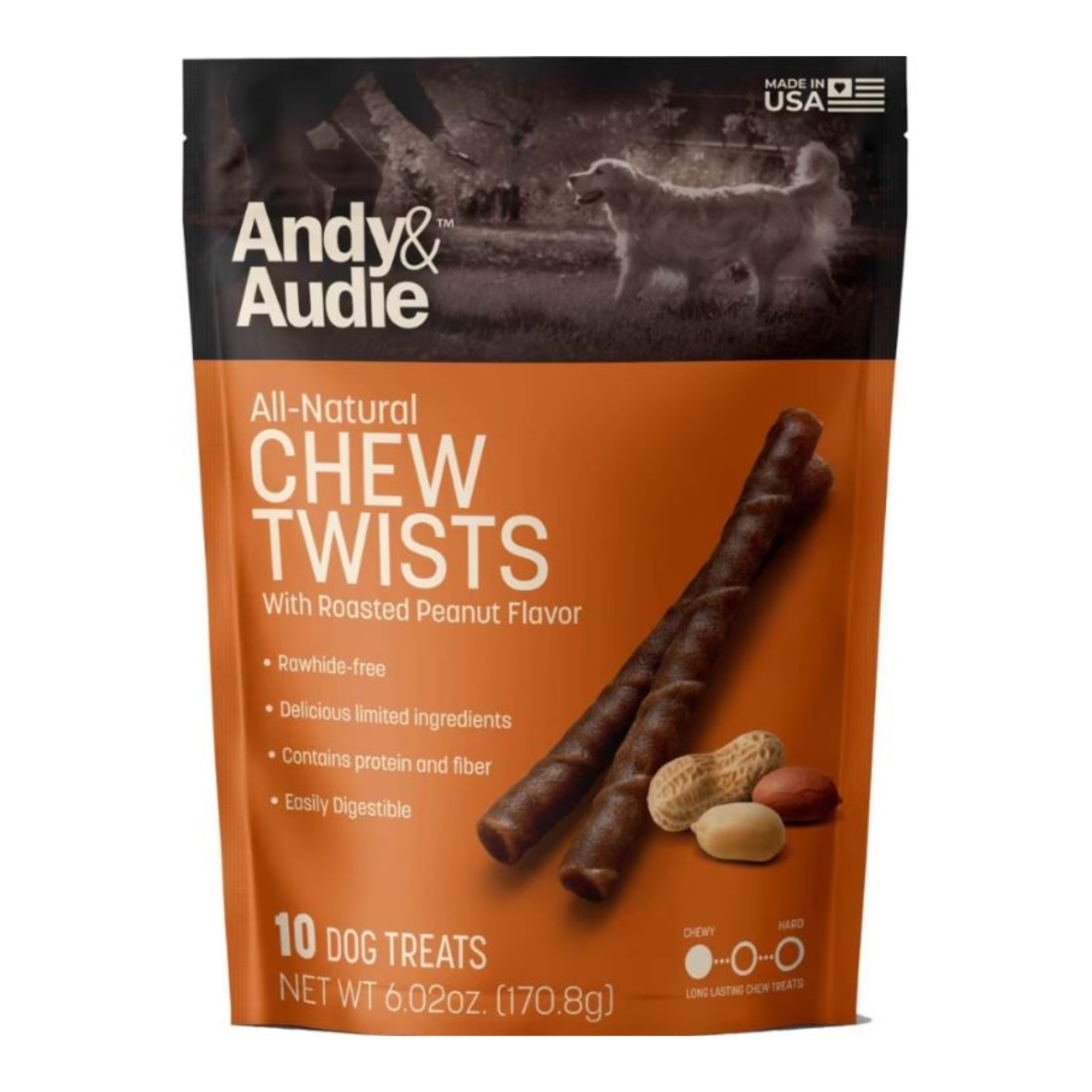 Andy & Audie Alternative Twist Chews For Dogs Nut Small-10 Count 6.02oz.