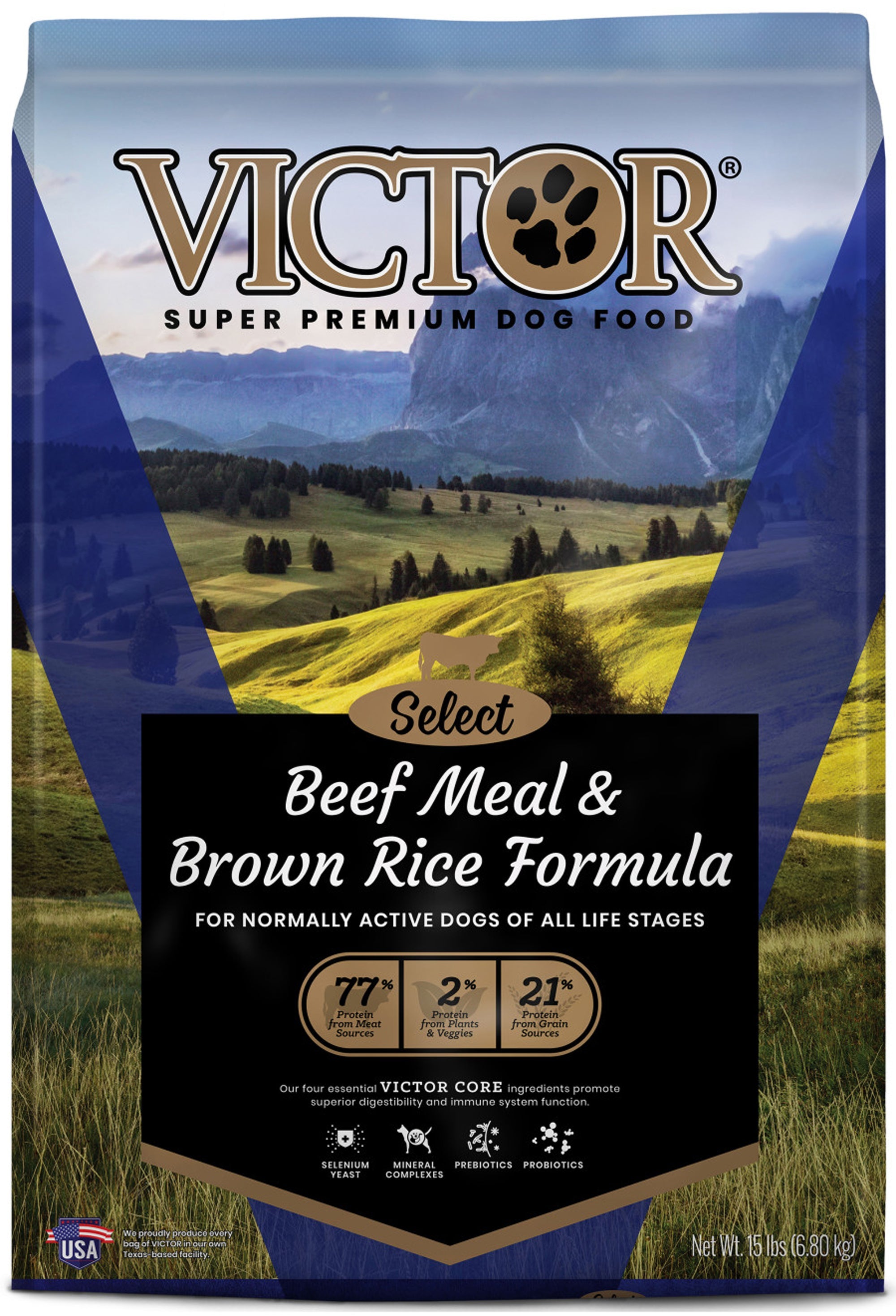 Victor Super Premium Dog Food Select Dry Dog Food Beef Meal & Brown Rice 15lb