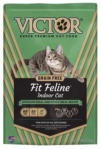 Victor Super Premium Dog Food Fit Feline Indoor Dry Cat Food Chicken & Duck 5lb