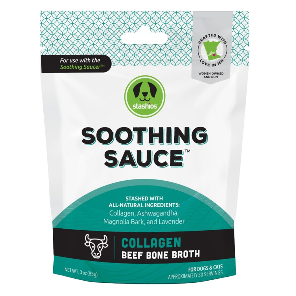 Stashios Soothing Sauce Bulk Collagen Beef 3oz. 3 packs