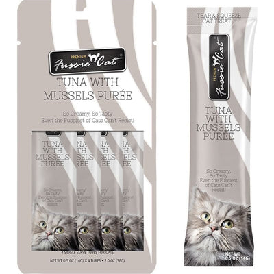 **Fussie Cat Puree Tuna Mussels 2oz/18count