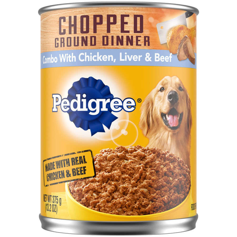 Pedigree Chopped Ground Dinner Adult Wet Dog Food Chicken, Liver & Beef 13.2oz