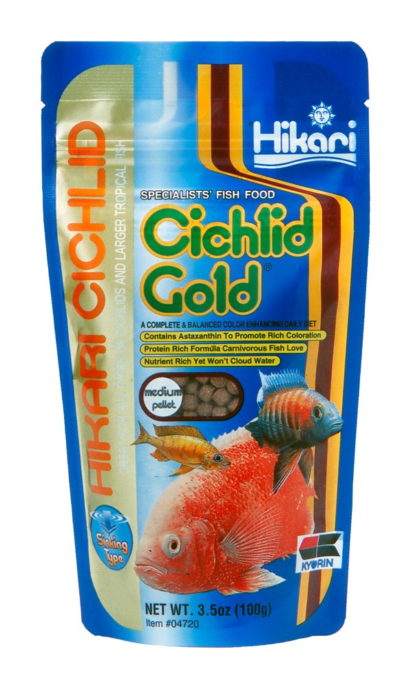 Hikari USA Cichlid Gold Sinking Pellets Fish Food 3.5 oz Medium