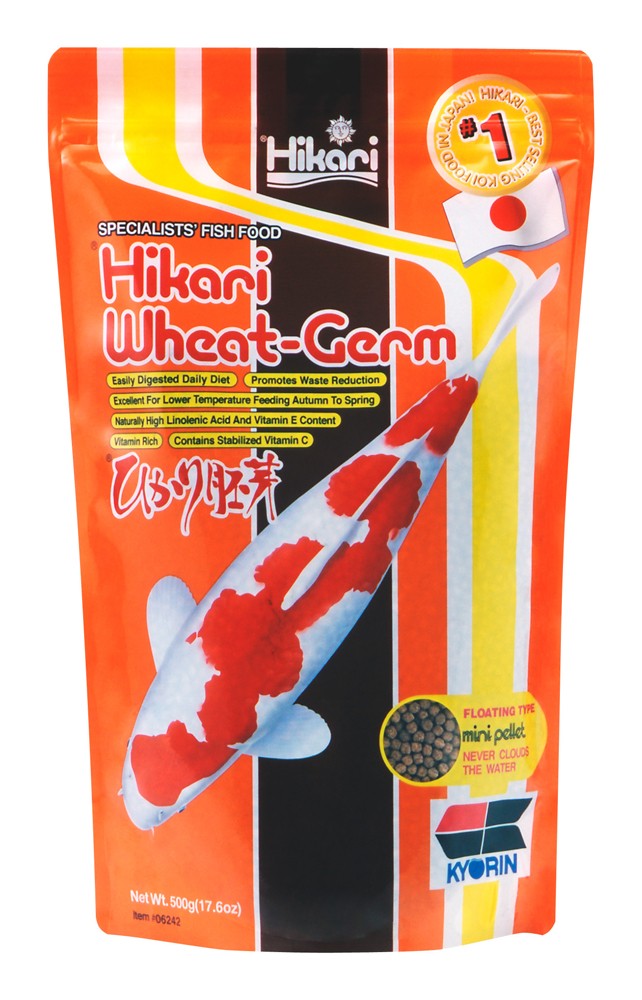 Hikari USA Wheat-Germ Floating Pellet Fish Food for Koi; Goldfish and Other Pond Fishes 17.6 oz Mini