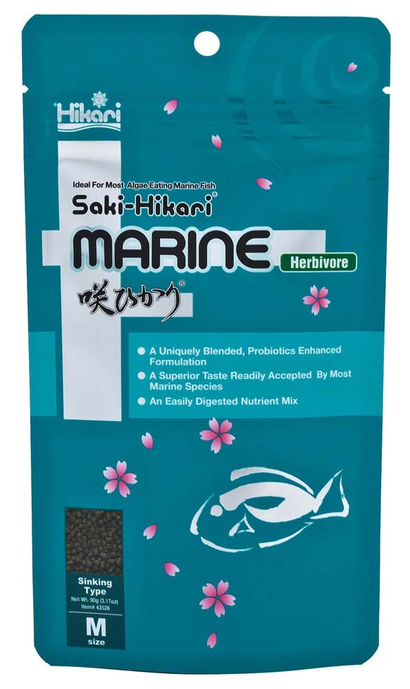 Hikari USA Saki-Hikari Marine Herbivore Pellets Fish Food 3.17 oz Medium