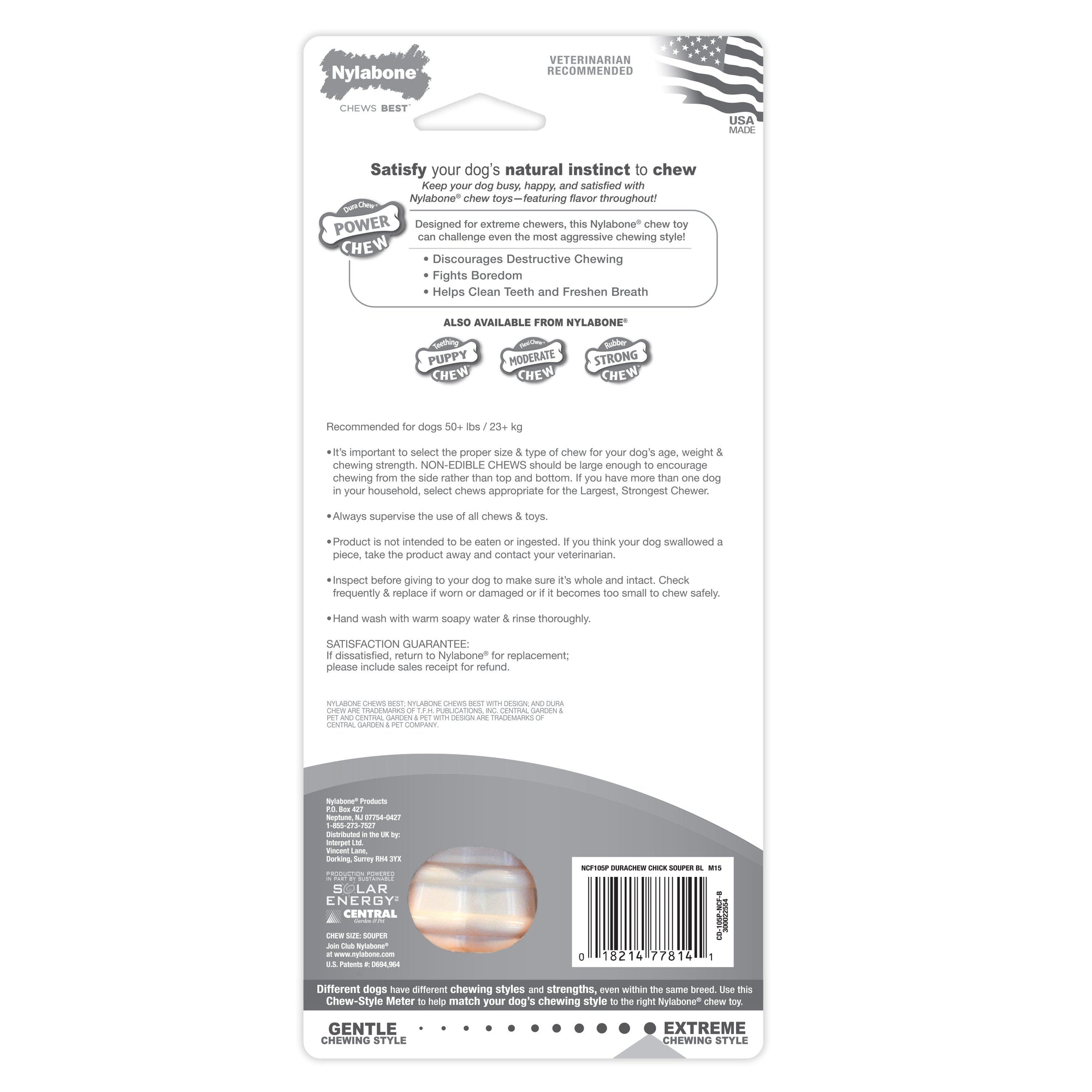 Nylabone Power Chew Dog Toy Chicken, 1ea/XL/Souper  50 Lbs. 1 ct