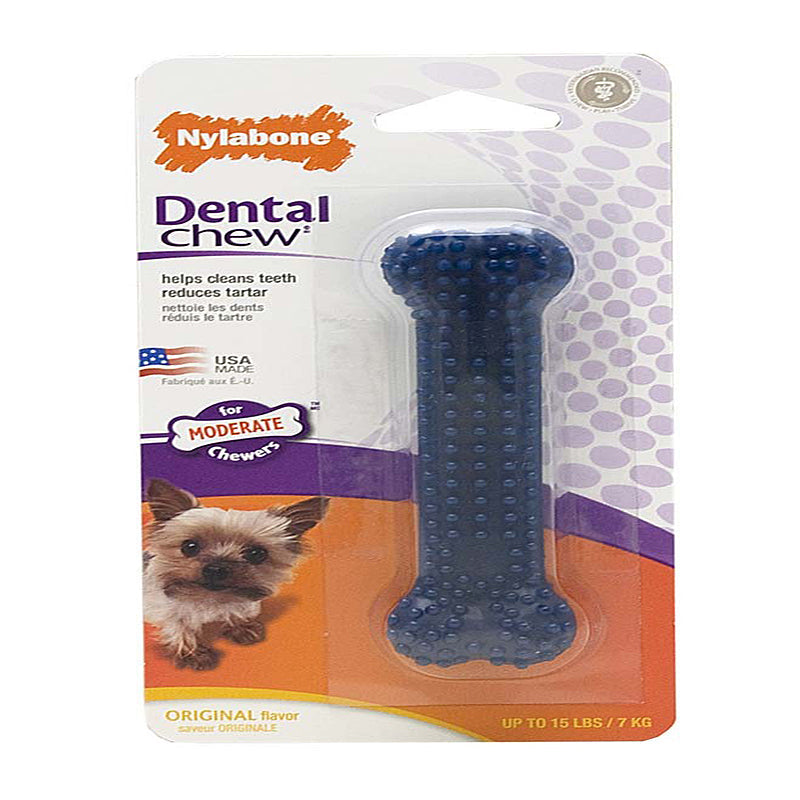 Nylabone Moderate Chew Textured Dog Dental Chew Toy Chicken, Blue, 1ea/XS/Petite  Up To 15 Lbs. 1 ct