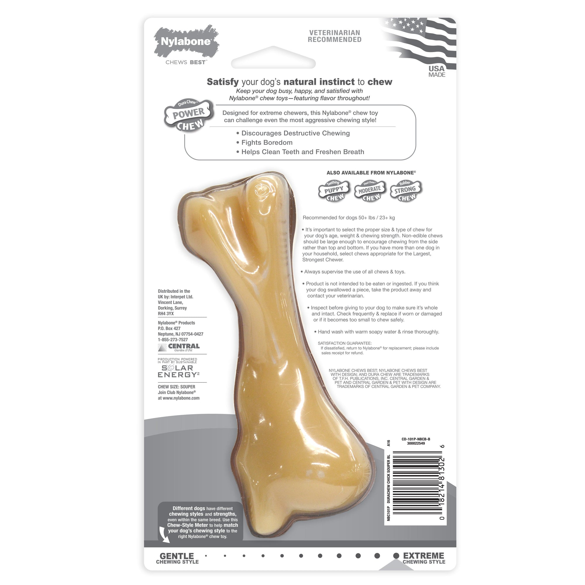 Nylabone Power Chew Femur Bone BIG Dog Chew Toy Chicken, 1ea/XXL/Monster  50 Lbs. 1 ct