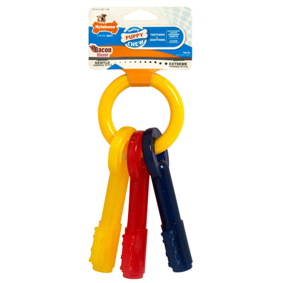 Nylabone Just for Puppies Teething Chew Toy Keys Chew Toy Keys Bacon 1ea/XS/Petite - Up To 15 lb
