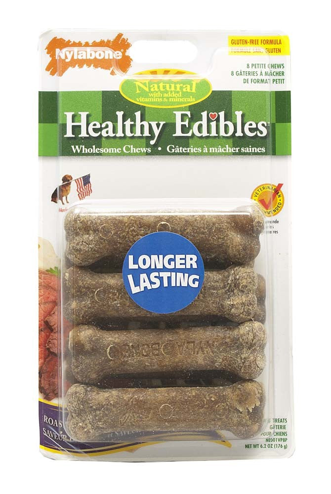 Nylabone Healthy Edibles AllNatural Long Lasting Chew Treats Roast Beef  Chicken, 1ea/XS/Petite  Up To 15 Lbs. 8 ct
