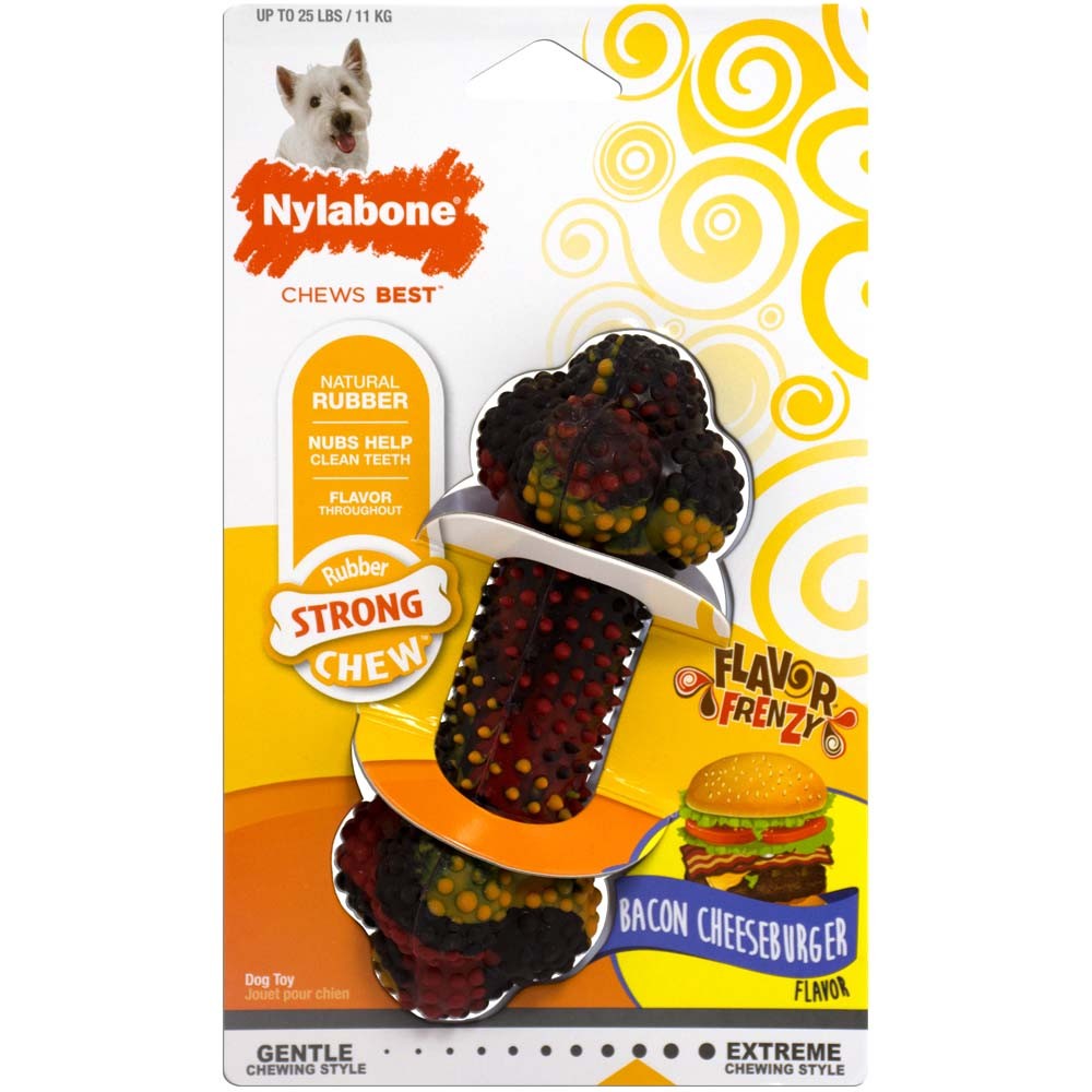 Nylabone Flavor Frenzy Strong Chew Dog Toy Bacon Cheeseburger, 1ea/SMall/Regular  Up To 25 Ibs. 1 ct