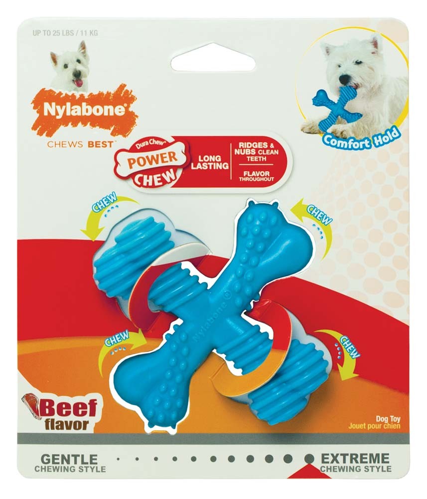 Nylabone Power Chew Comfort Hold X Bone Dog Toy Beef, 1ea/SMall/Regular  Up To 25 Ibs. 1 ct
