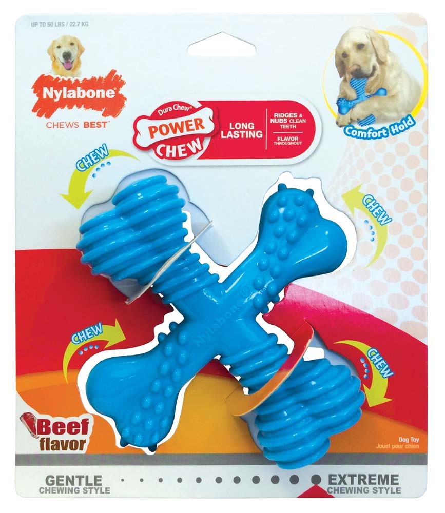 Nylabone Power Chew Comfort Hold X Bone Dog Toy Beef, 1ea/Large/Giant  Up To 50 Lbs. 1 ct