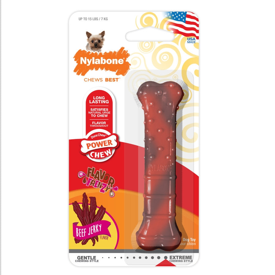 Nylabone Flavor Frenzy Power Chew Durable Dog Chew Toy Beef Jerky, 1ea/XS/Petite  Up To 15 Lbs. 1 ct