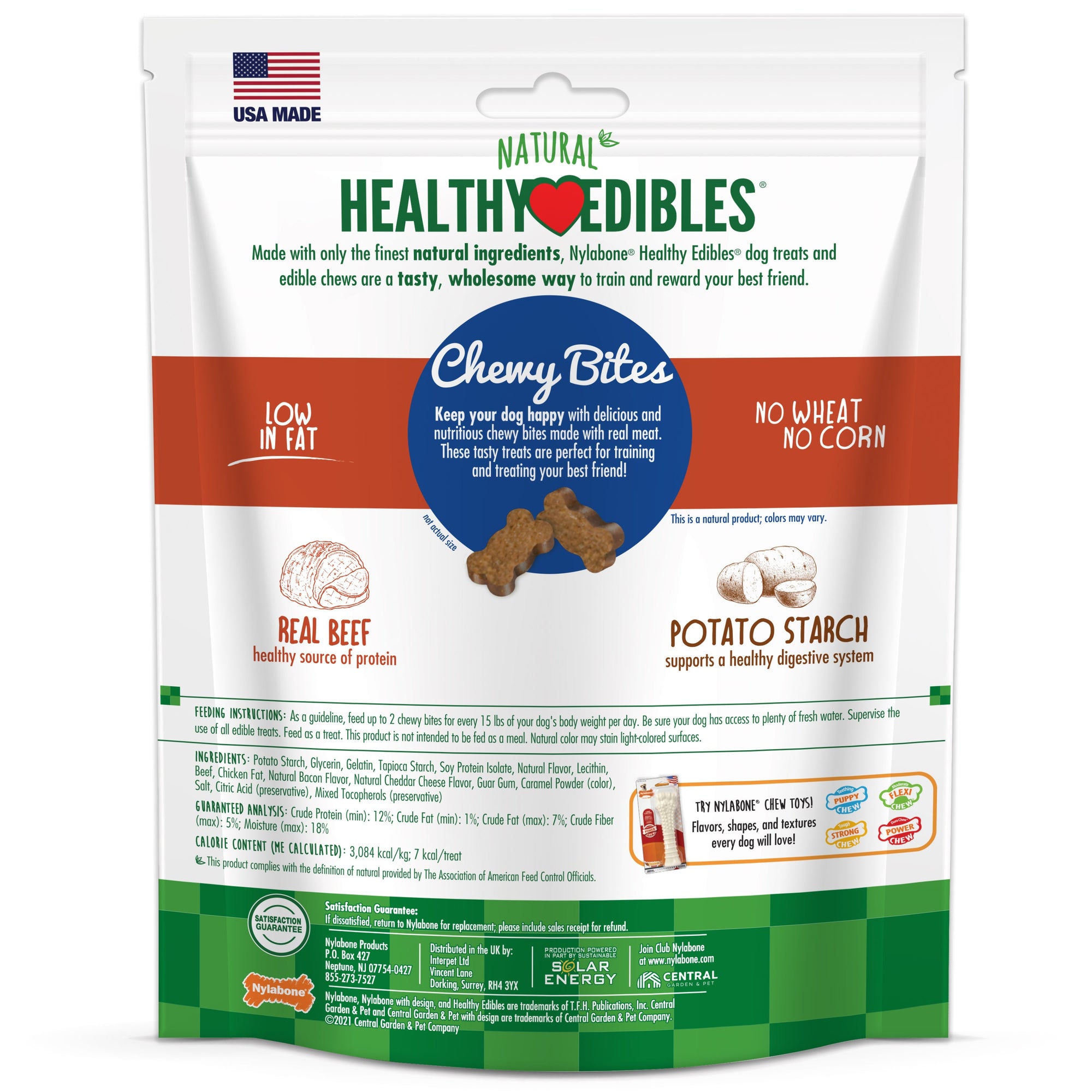 Nylabone Healthy Edibles Chewy Bites Soft Dog Treats Beef  Cheese, 6 oz 1 ct