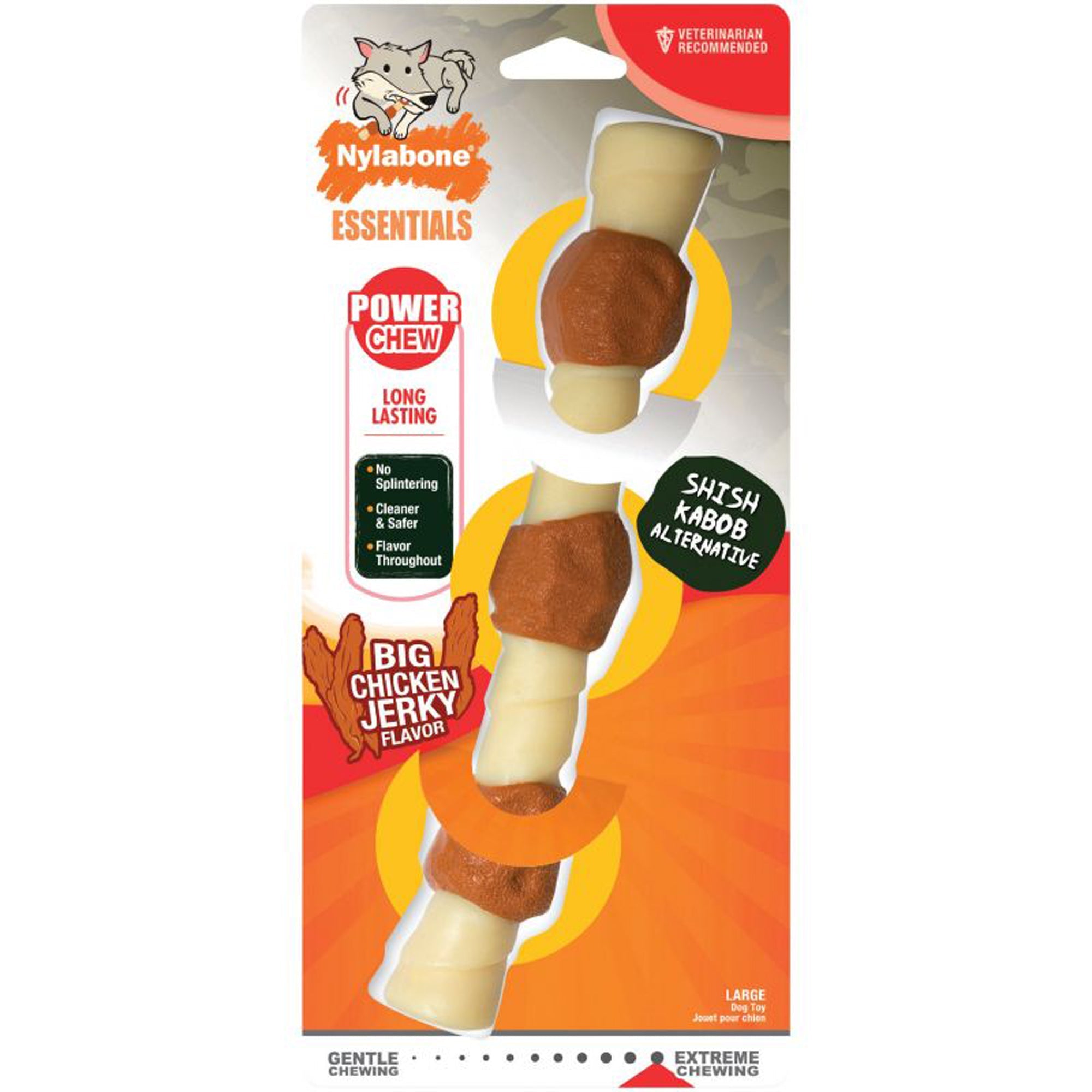 Nylabone Power Chew Shish Kabob Alternative Nylon Chew Toy Chicken Jerky, 1ea/Large/Giant  Up To 50 Lbs. 1 ct