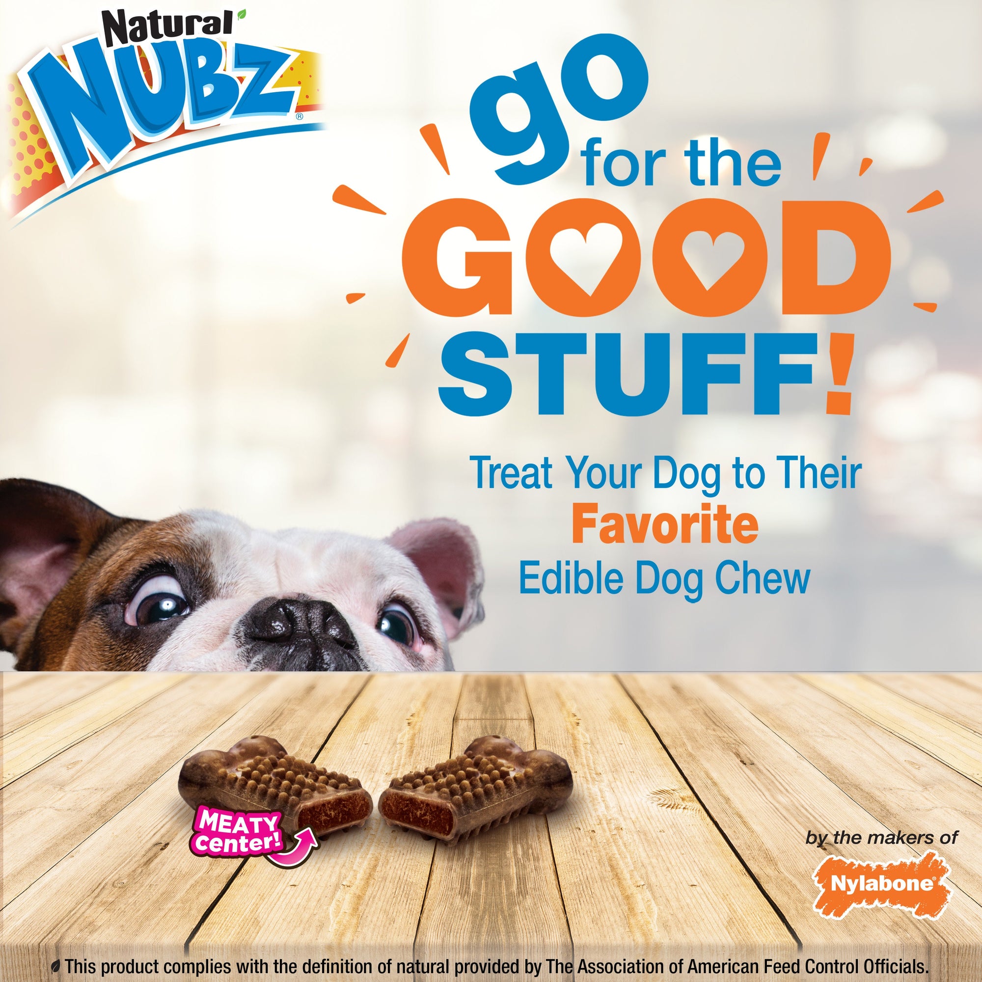 Nylabone Nubz Meaty Center Natural Long Lasting Edible Dog Chews Beef 1ea/SMall - Up To 30 lb