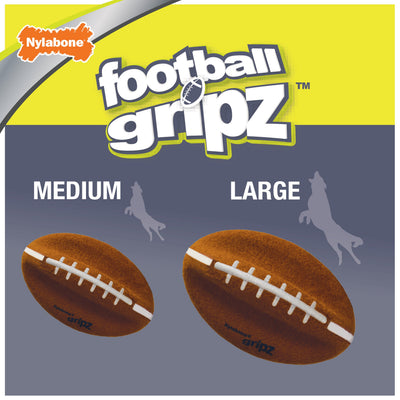 Nylabone Power Play Dog Football Gripz 1ea/Medium/Wolf - Up To 35 lb