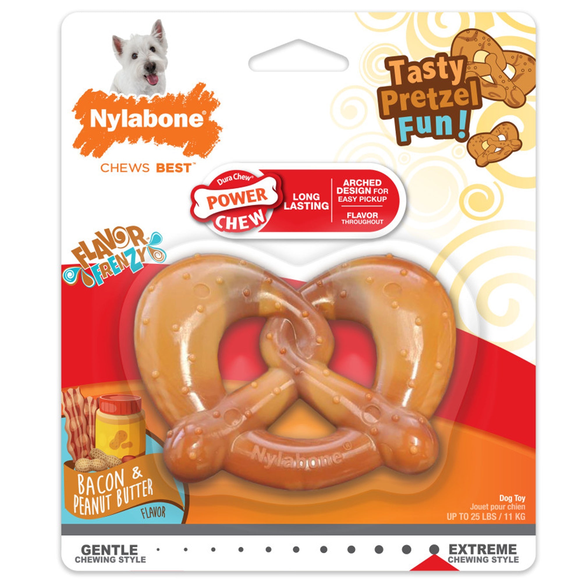 Nylabone Power Chew Pretzel Dog Toy Bacon  Peanut Butter, 1ea/SMall/Regular  Up To 25 Ibs. 1 ct