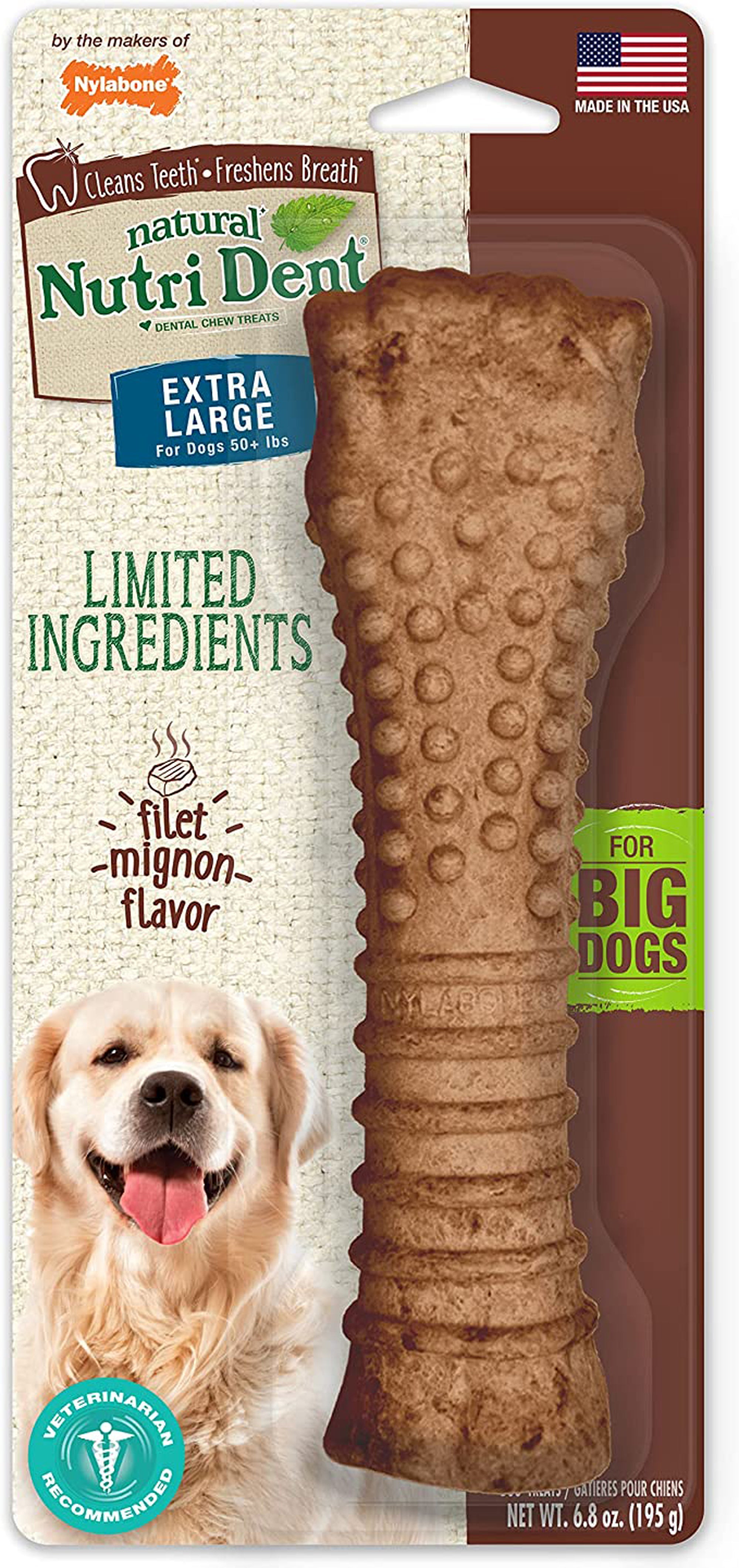 Nylabone Nutri Dent Filet Mignon Dog Dental Chews Filet Mignon, 1ea/XL/Souper  50 Lbs. 1 ct