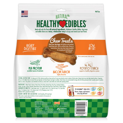 Nylabone Healthy Edibles AllNatural Long Lasting Bacon Chew Treats Bacon, Medium/Wolf  Up To 35 Lbs. 7 ct
