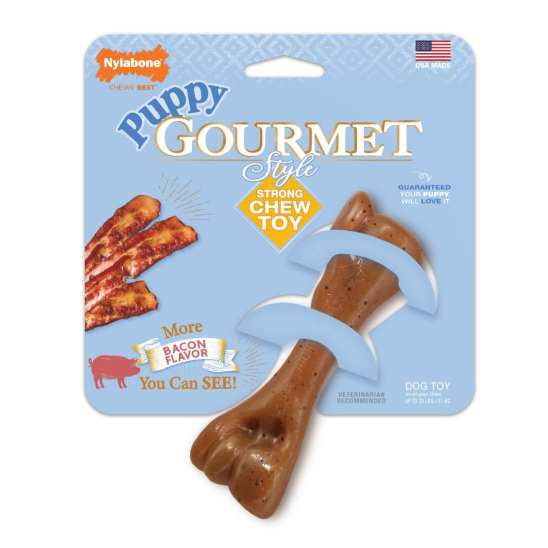 Nylabone Gourmet Style Strong Femur Puppy Chew Toy Bacon, 1ea/SMall/Regular  Up To 25 Ibs. 1 ct
