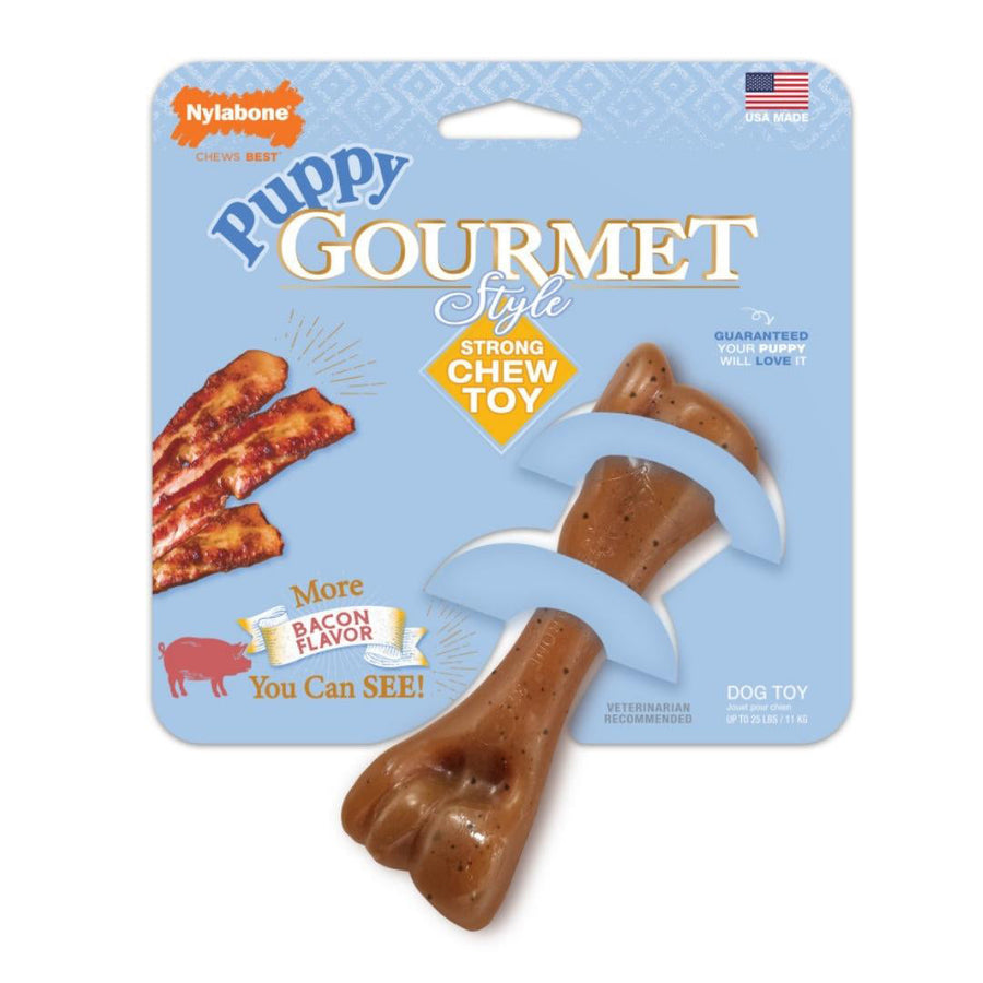 Nylabone Gourmet Style Strong Femur Puppy Chew Toy Bacon, 1ea/SMall/Regular  Up To 25 Ibs. 1 ct