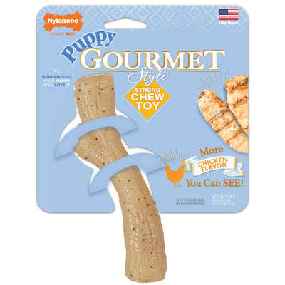 Nylabone Gourmet Style Strong Stick Puppy Chew Toy Chicken 1ea/Medium/Wolf - Up To 35 lb