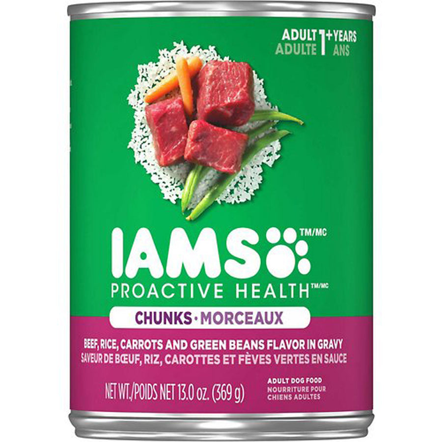 IAMS Proactive Health Chunks Adult Wet Dog Food Beef, Rice, Carrots & Green Beans in Gravy 12.3oz
