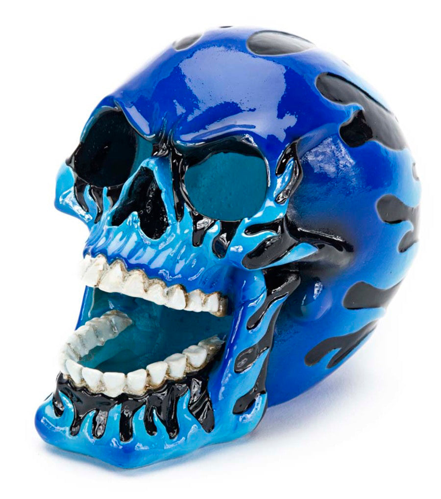 Penn-Plax Flaming Skull Aquarium Ornament Blue 1ea/3.5 in, MD