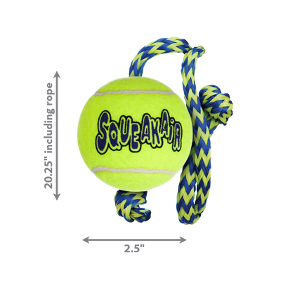 KONG Air Dog Squeaker Tennis Ball With Rope Dog Toy 1ea/MD