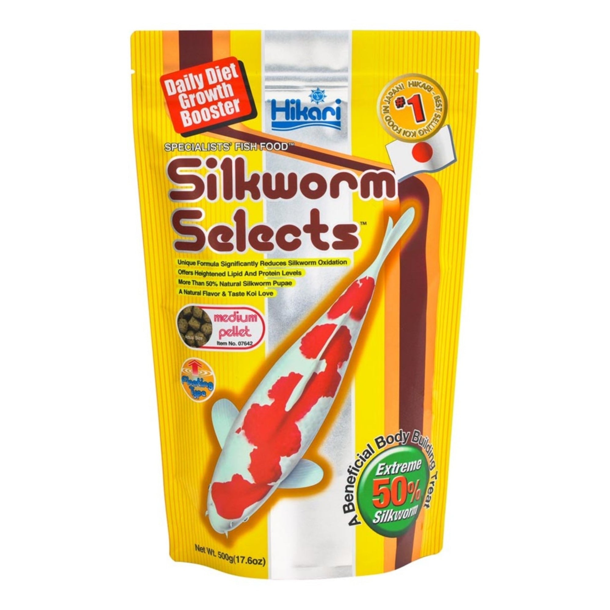 Hikari USA Silkworm Selects Color Boosting Pellet Fish Food for Koi 1ea/17.6 oz, MD
