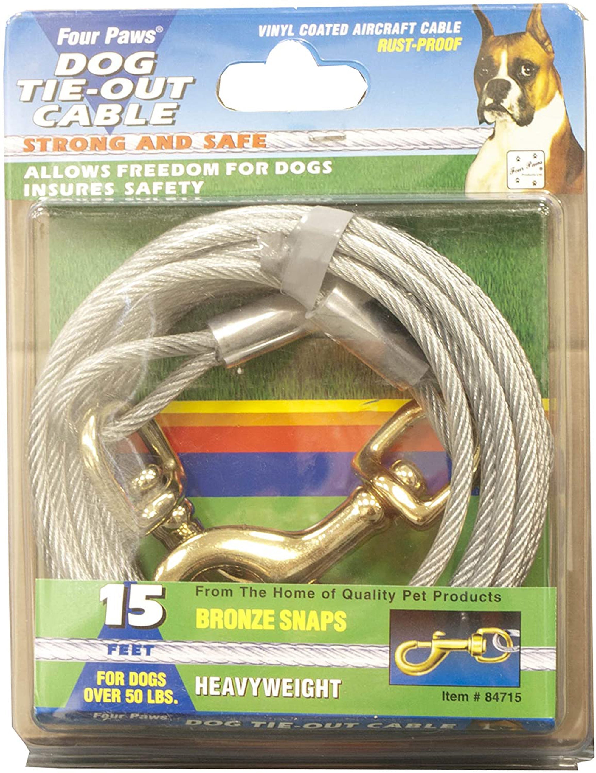Four Paws Heavy Weight Dog Tie Out Cable Silver, 1ea/15 Foot