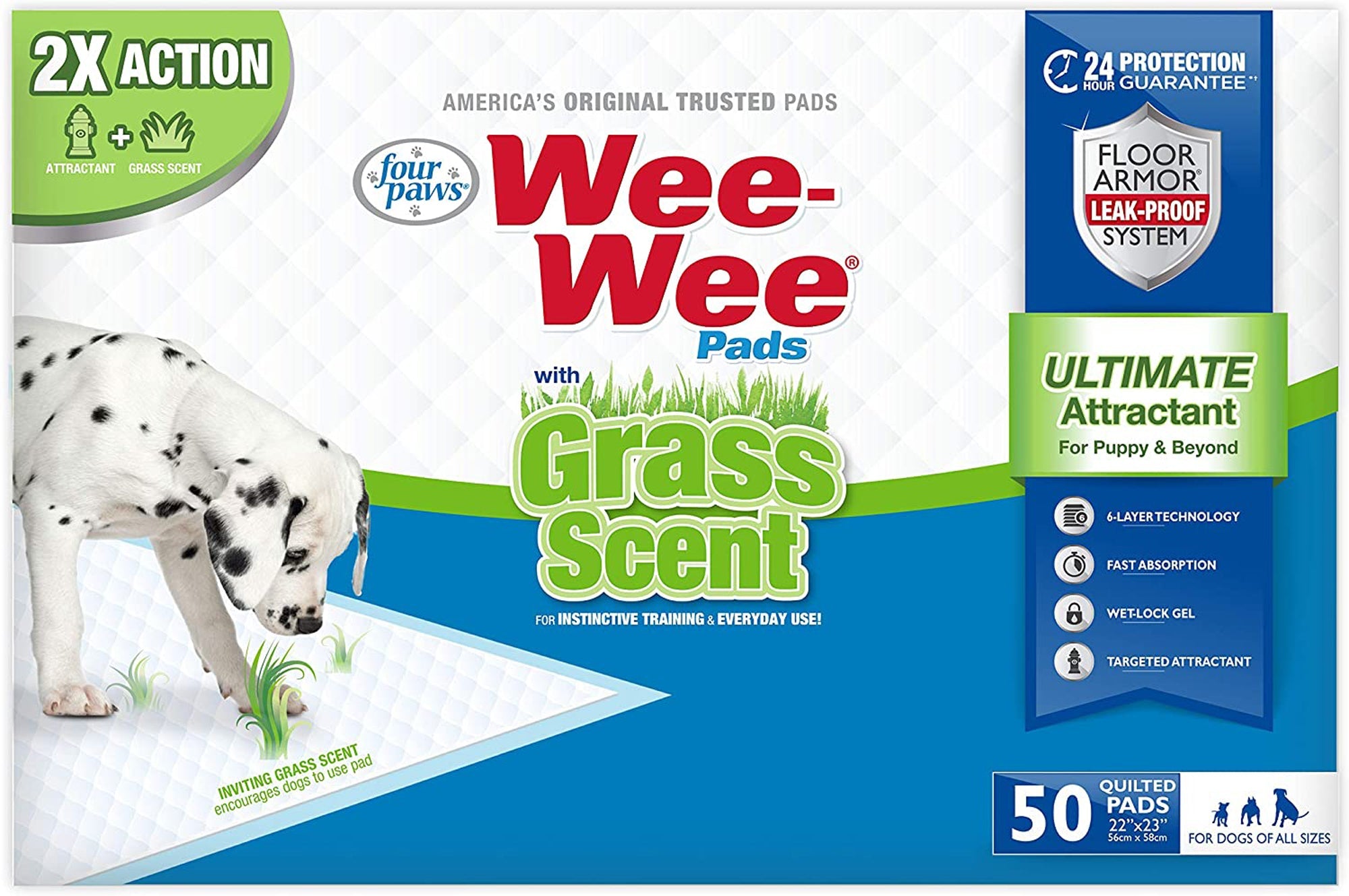 Four Paws WeeWee Ultimate Attractant Dog Pee Pads with Grass Scent 1ea/22 in X 23 in 50 ct